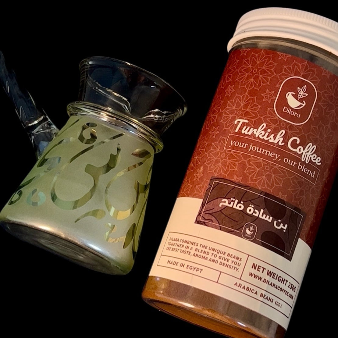 طقم قهوة ديلارا بليند مع كنكة ملوّنة – ٢٥٠ جم قهوة تركي أصيلة ☕