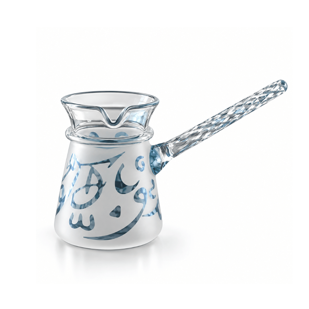 Pyrex coffee set Arabic letters_ blue