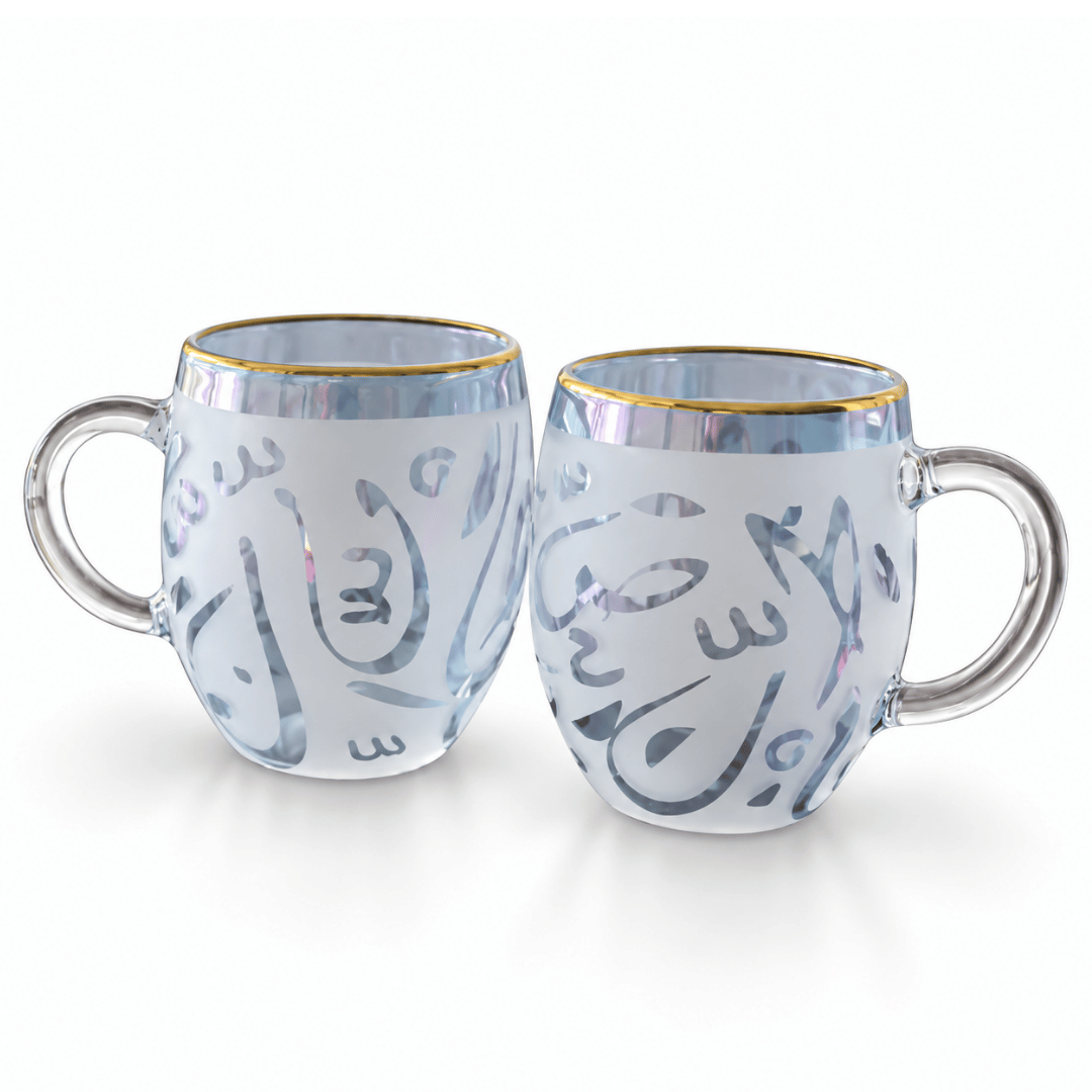Pyrex coffee set colored gold touch blue