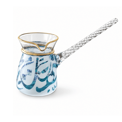 Pyrex coffee set colored gold touch blue