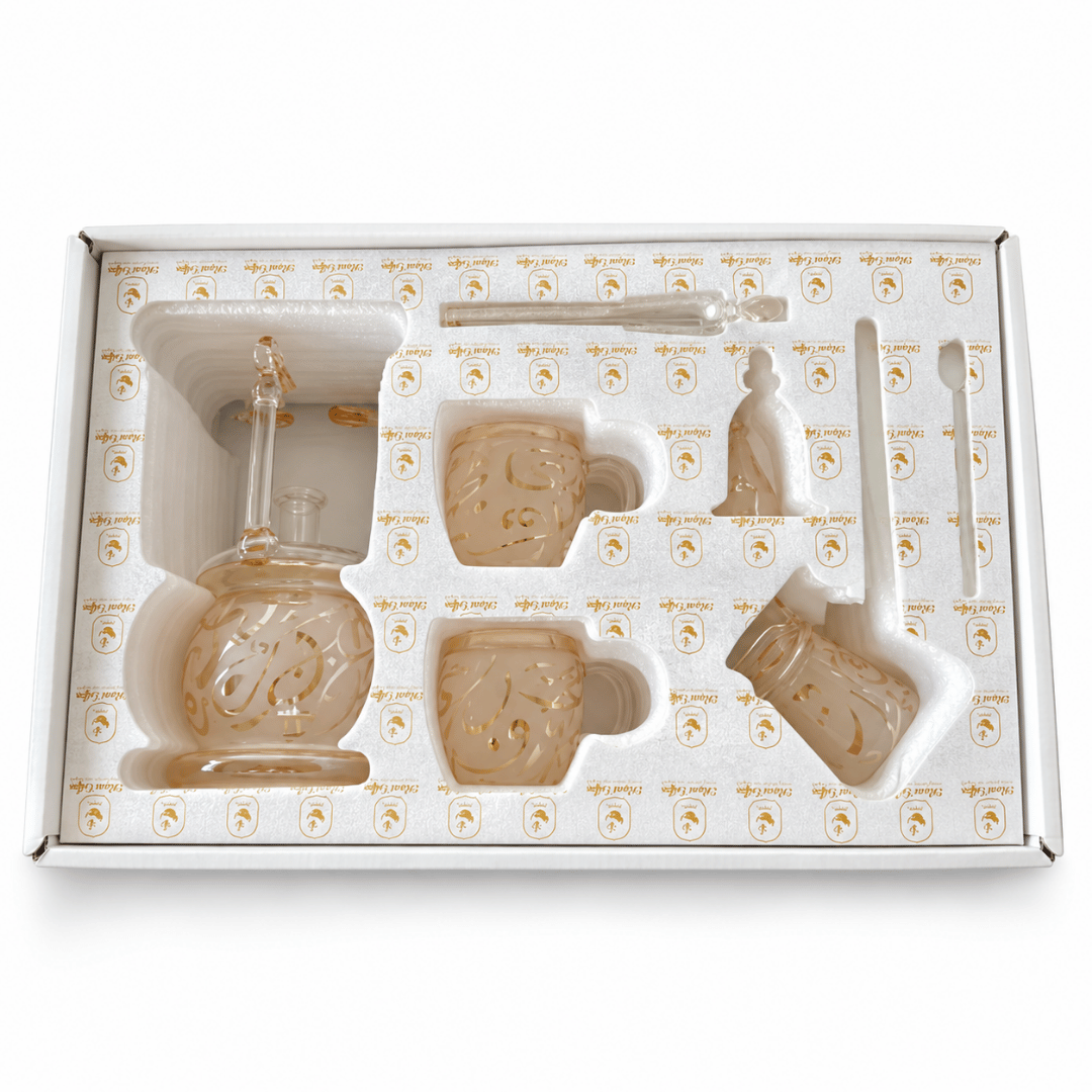 Pyrex coffee set Arabic letters