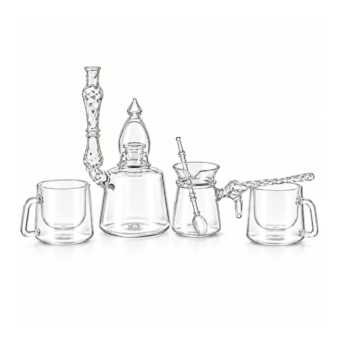 Handcrafted hanging glass coffee set