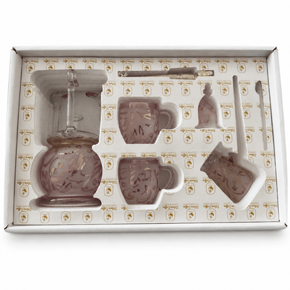 Pyrex coffee set Arabic letters_ pink