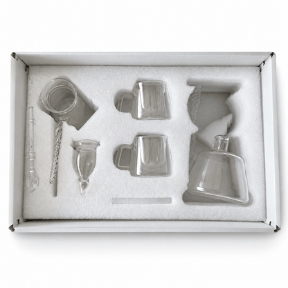 Handcrafted hanging glass coffee set