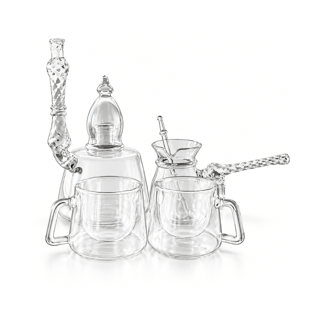 Handcrafted hanging glass coffee set