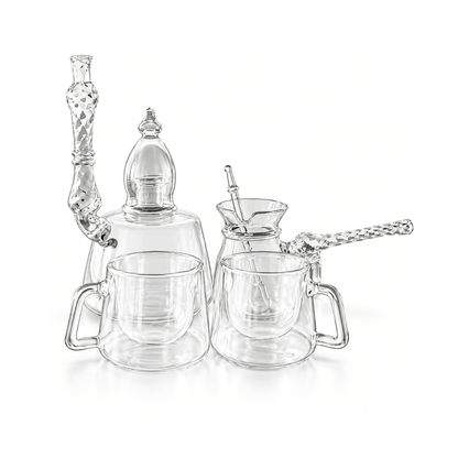 Handcrafted hanging glass coffee set