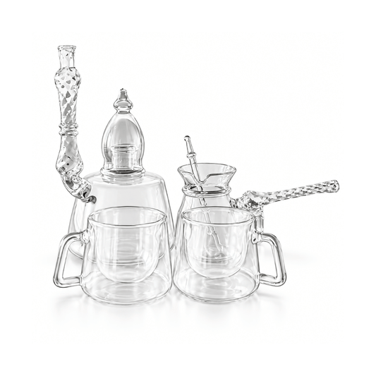 Handcrafted hanging glass coffee set