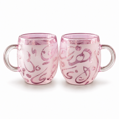 Pyrex coffee set Arabic letters_ pink