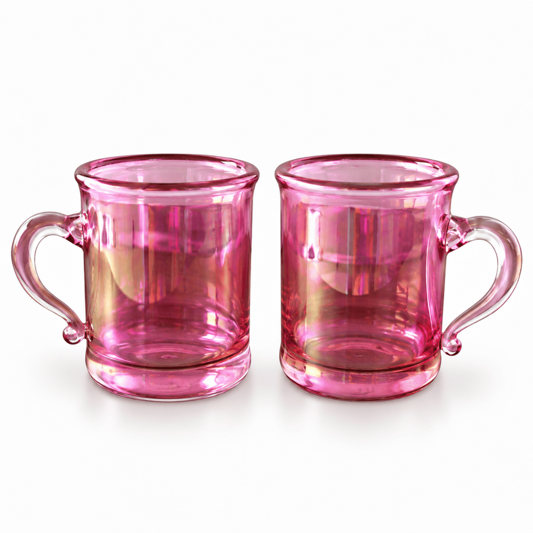 pyrex 4 set + 2 wooden coasters pink