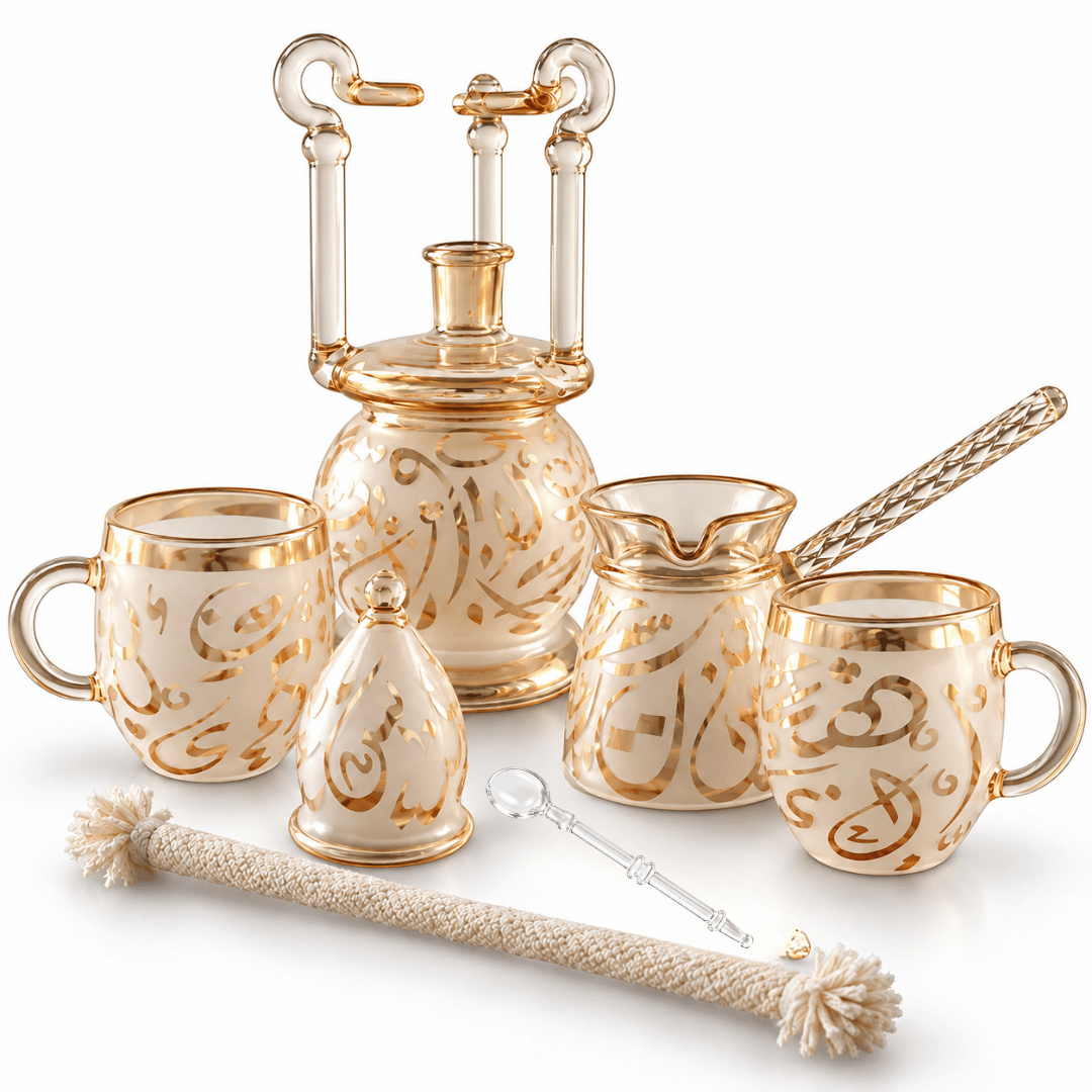 Pyrex coffee set Arabic letters