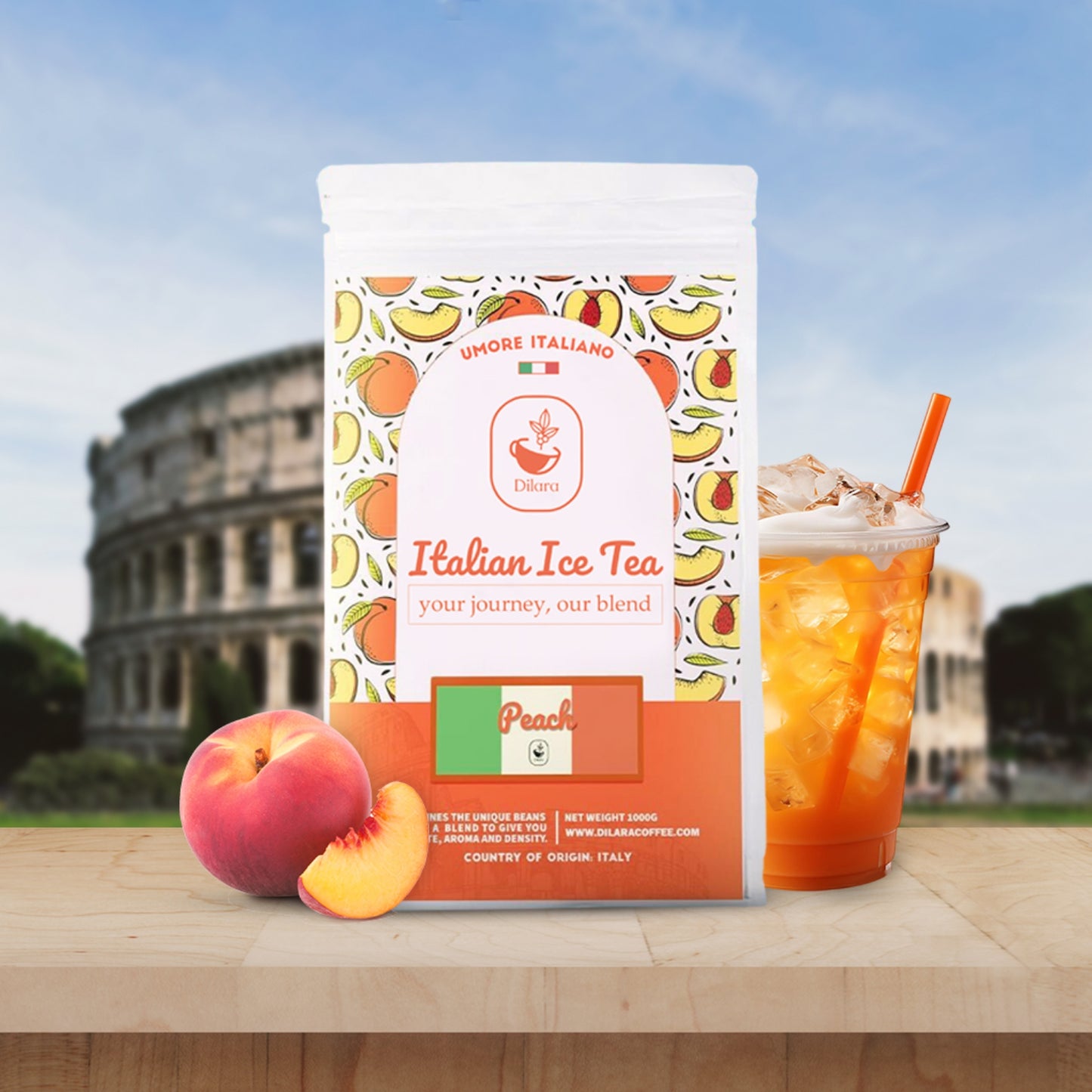 Italian Peach Ice tea from Dilara - الشاي المثلج الايطالي بالخوخ من ديلارا