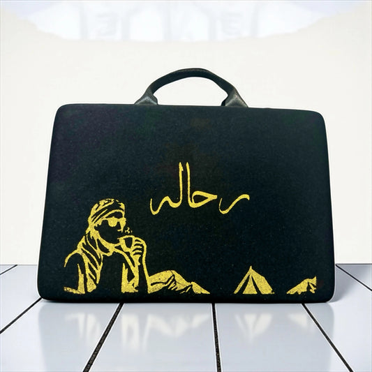 شنطه رحاله طقم قهوه ستانلس مع 2 فنجان بروسلين