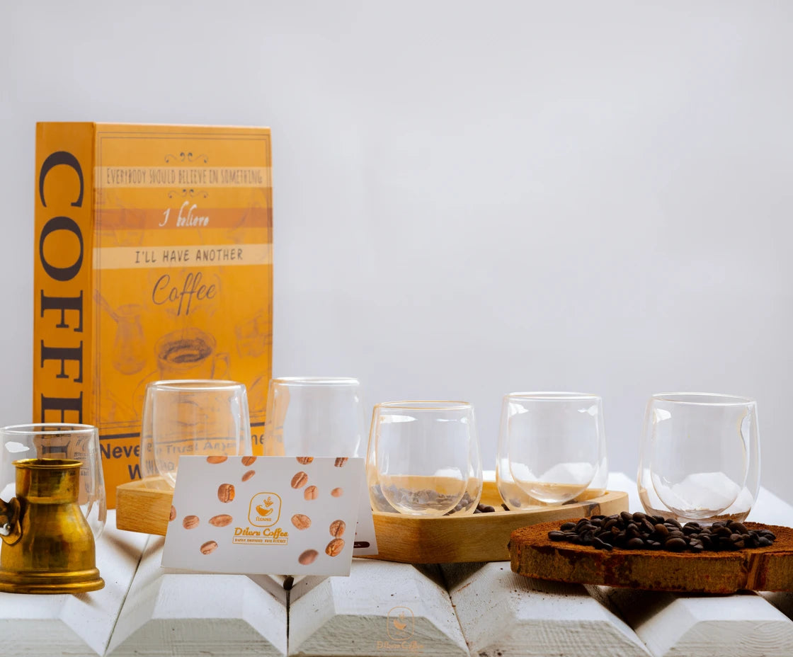 صينيه خشب زان مع 2 كوب دبل جلاس